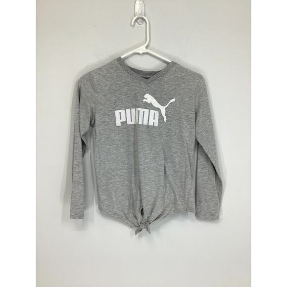 Puma Girl’s Heathered Gray Tie Waist Graphic T-Shirt Kid’s Youth Large 12-14 - Picture 2 of 8